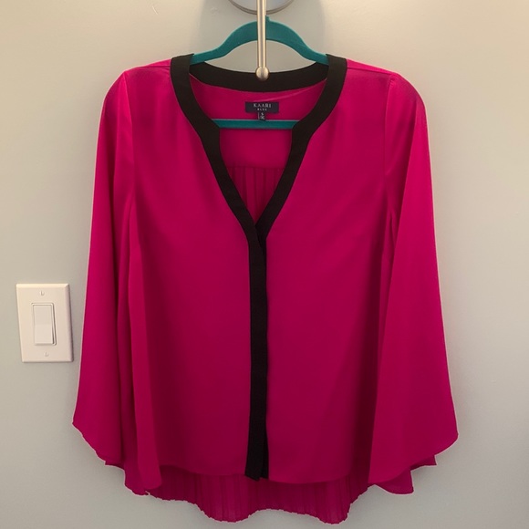 KAARI BLUE Size S Fuscia Blouse with Black Trim - Picture 1 of 7